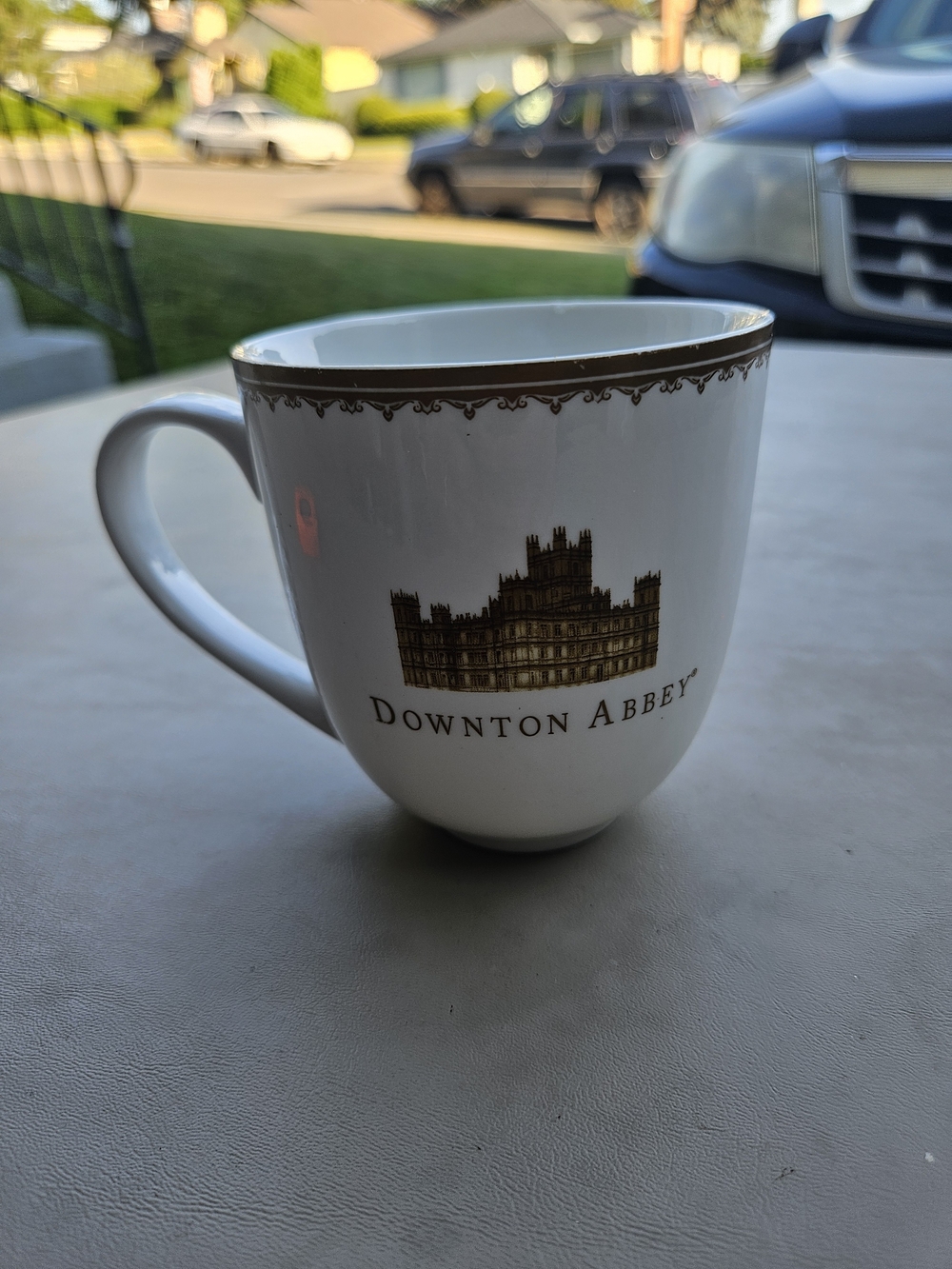 White & Gold Downton Abby Ceramic Mug